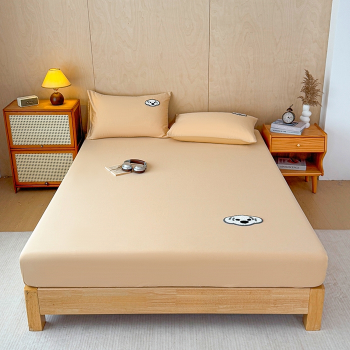 91家纺网 家纺一手货源 找家纺 澳梵家居 2025新款A类全棉毛巾绣床笠 小白-粉玉