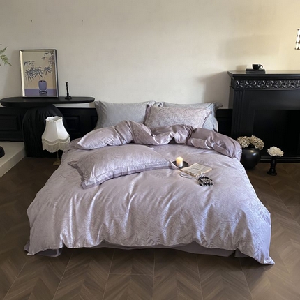 91家纺网 家纺一手货源 找家纺 玉宇阁2025新款100S色织天丝棉大提花四件套-星海 星海薄雾紫