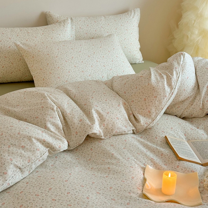 91家纺网 家纺一手货源 找家纺 塞纳 2026新款.全棉有氧双层纱四件套-场景一 柠语-绿