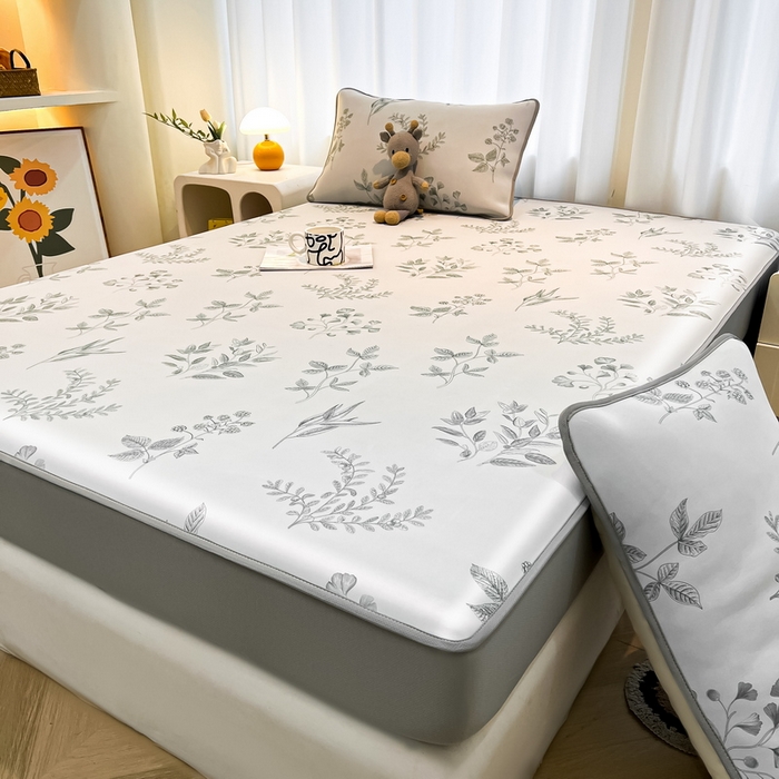 91家纺网 家纺一手货源 找家纺 2025春夏新款独家研发太空层凉感软席冰丝印花凉席床笠款 安禾