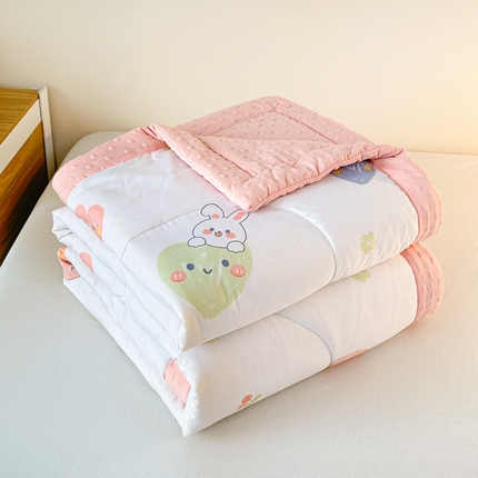 91家纺网 家纺一手货源 找家纺 壹张床 2025新款A类水洗棉3D豆豆夏被子被芯（提供买家秀） 开心小兔