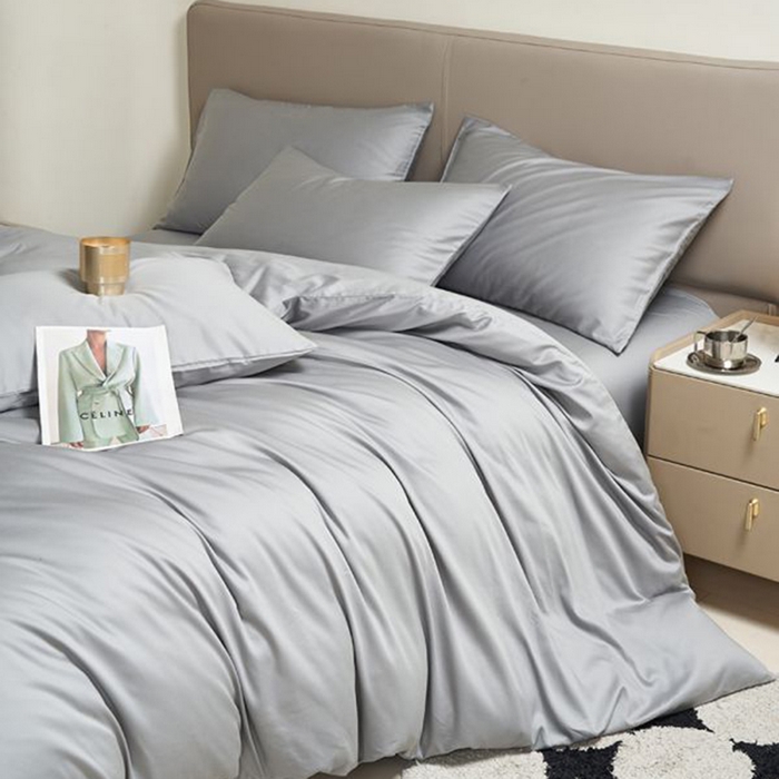 91家纺网 家纺一手货源 找家纺 暖芯家纺 2025新款60S黑标全棉四件套 星辰灰