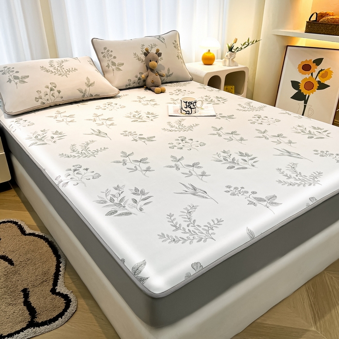 91家纺网 家纺一手货源 找家纺 2025春夏新款独家研发太空层凉感软席冰丝印花凉席床笠款 安禾