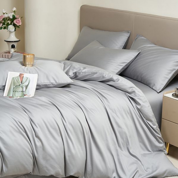 91家纺网 家纺一手货源 找家纺 暖芯家纺 2025新款60S黑标全棉四件套 星辰灰