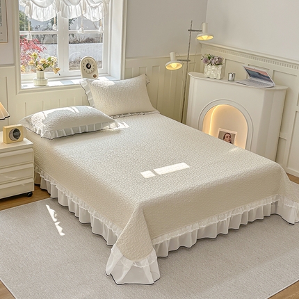 91家纺网 家纺一手货源 找家纺 （总）金艾草 发2025新款亲肤舒适纯色泡泡棉韩版韩版床盖三件套