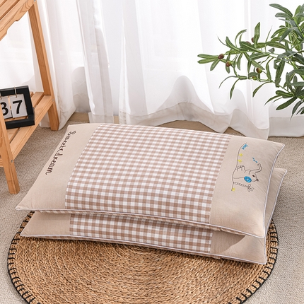 91家纺网 家纺一手货源 找家纺 （总）仁宇枕业 2025新款新品全棉色织水洗棉宫廷全荞麦枕头枕芯-象鼻子水洗棉荞麦枕