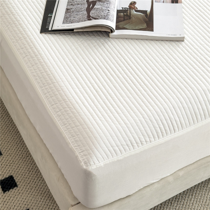 91家纺网 家纺一手货源 找家纺 法芙娜家纺 2025新款全棉40S水洗棉床笠 白色