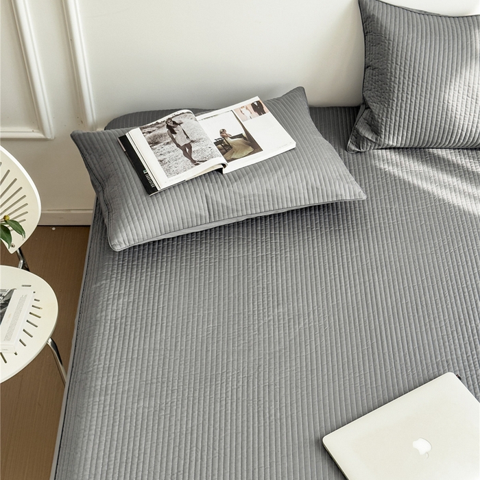 91家纺网 家纺一手货源 找家纺 法芙娜家纺 2025新款全棉40S水洗棉床笠 深灰