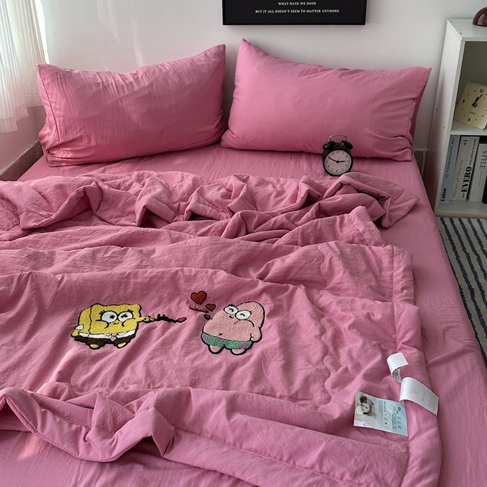 91家纺网 家纺一手货源 找家纺 （总）优色良品家纺 2025新款卡通毛巾绣夏被四件套