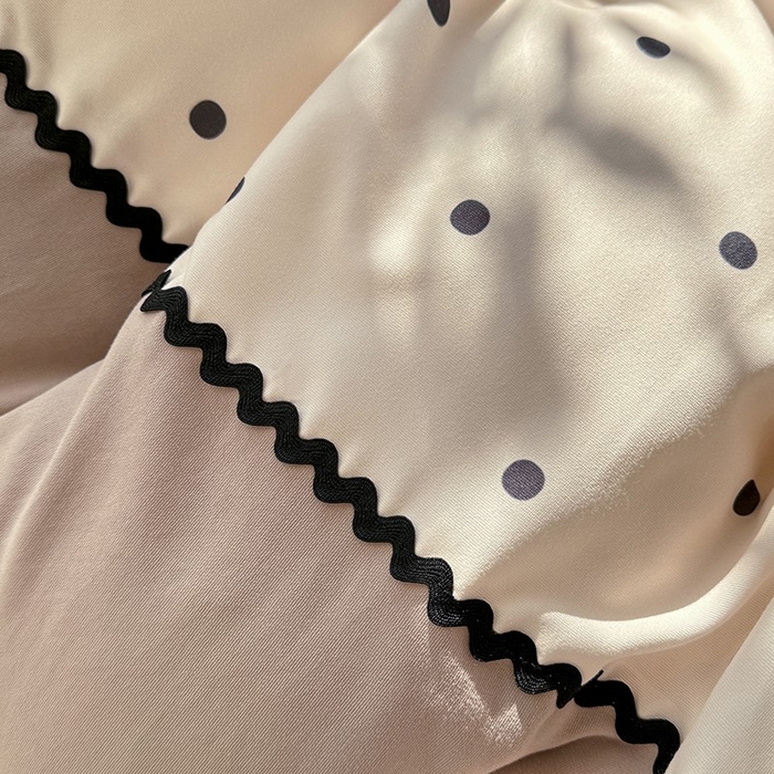 91家纺网 家纺一手货源 找家纺 大麦家纺 2025新款韩式花边亲肤棉四件套 波点