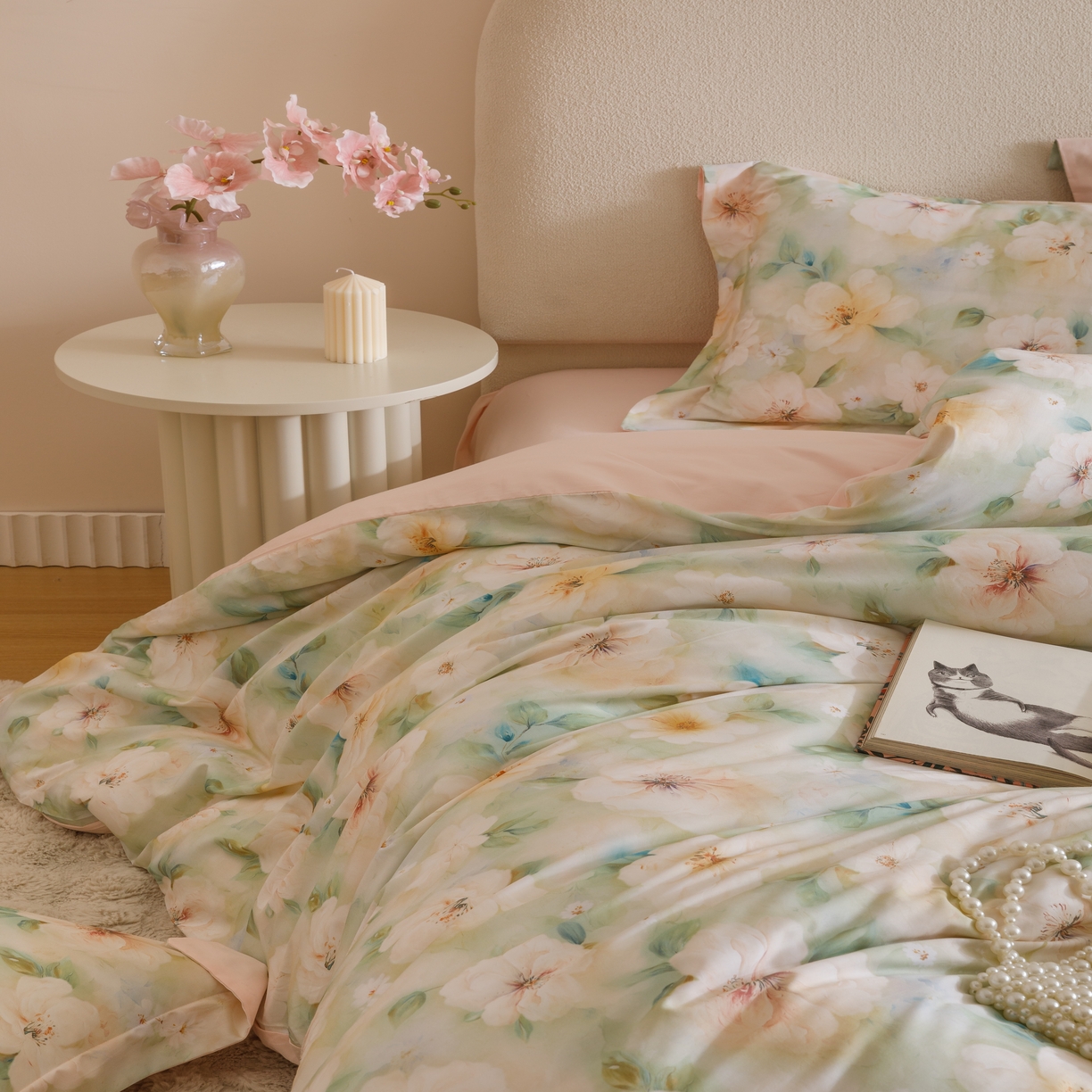 91家纺网 家纺一手货源 找家纺 （总）2025新款全棉纯棉【如梦令】红金裸盖棉四件套【标准号全网控价（折后券后）不低于199元】