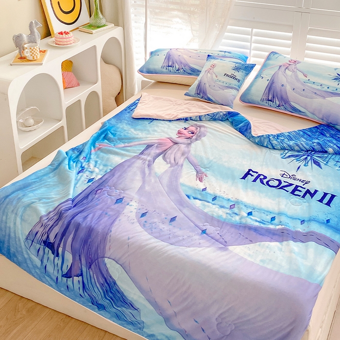 91家纺网 家纺一手货源 找家纺 ds生活馆 2026新款A类大版卡通凉感丝夏被 艾莎女王