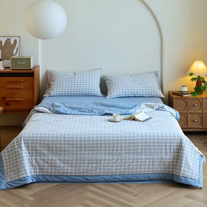 91家纺网 家纺一手货源 找家纺 雯雨家纺 2025新款A类无印风里外全棉纯棉水洗棉新疆棉花夏被夏凉被空调被 朵拉兰