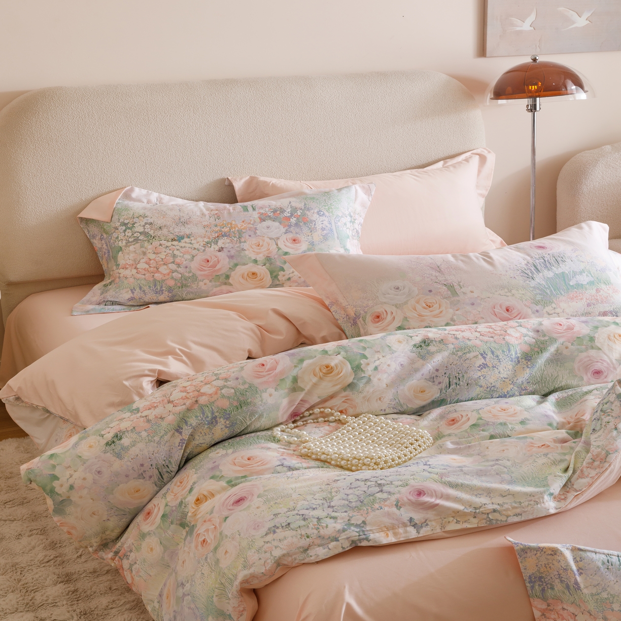 91家纺网 家纺一手货源 找家纺 2025新款【如梦令】红金裸盖棉四件套（标准号 全网控价） 芳香-柳绿