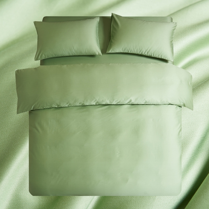 91家纺网 家纺一手货源 找家纺 暖芯家纺 2025新款60S黑标全棉四件套 翠微绿