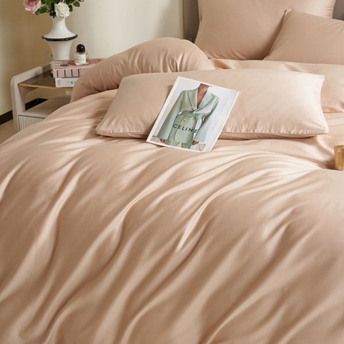 91家纺网 家纺一手货源 找家纺 暖芯家纺 2025新款60S黑标全棉四件套 奶咖杏