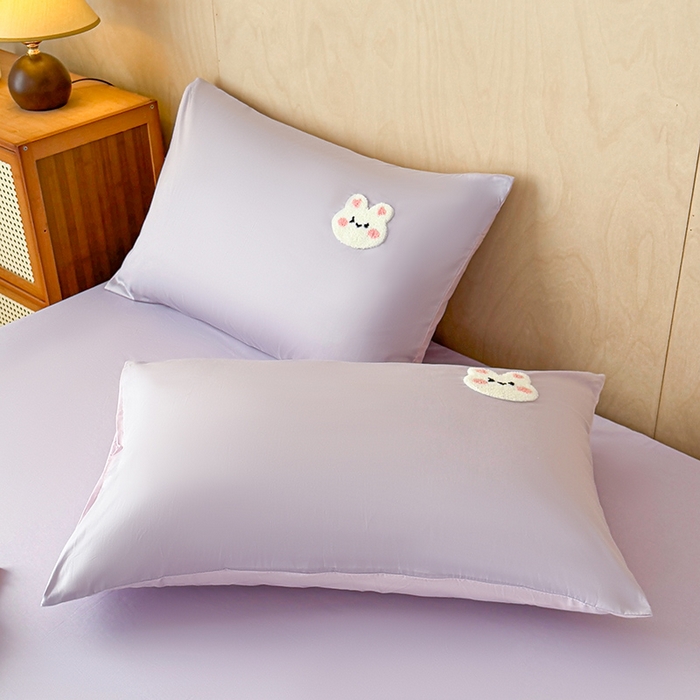 91家纺网 家纺一手货源 找家纺 澳梵家居 2025新款A类全棉毛巾绣床笠 兔兔-紫