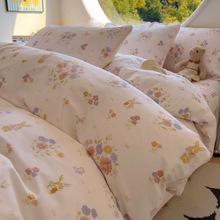 91家纺网 家纺一手货源 找家纺 （总）昊川家纺 2025新款时尚印花全棉床盖单被套四件套学生床盖套件