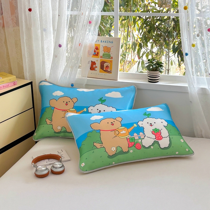 91家纺网 家纺一手货源 找家纺 ds生活馆 2025新款A类大版卡通凉感丝夏被 草莓小狗