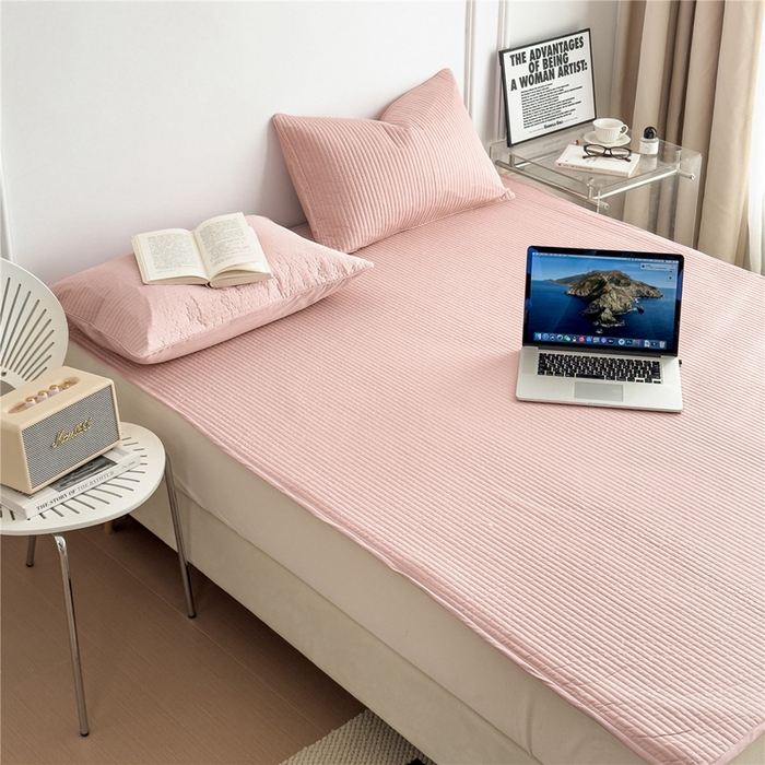 91家纺网 家纺一手货源 找家纺 法芙娜家纺 2025新款全棉40S水洗棉床垫 粉色