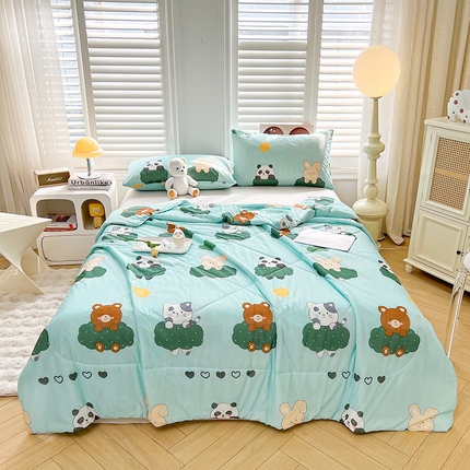 91家纺网 家纺一手货源 找家纺 好梦来家纺（原锦茂家纺） 2025新款印花凉感丝抗菌夏被 好伙伴