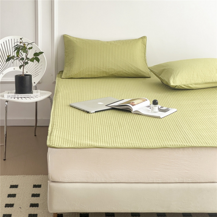 91家纺网 家纺一手货源 找家纺 法芙娜家纺 2025新款全棉40S水洗棉床垫 抹茶