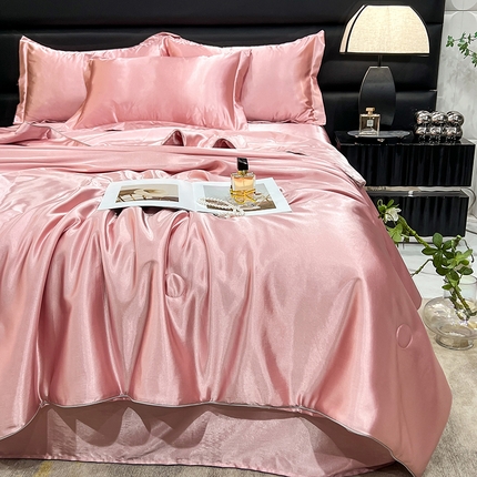 91家纺网 家纺一手货源 找家纺 经年 2025夏季新款丝绸真丝手感水洗真丝天丝夏被夏凉被空调被四件套 夏被-豆沙