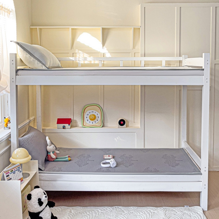 91家纺网 家纺一手货源 找家纺 富馨莱 2025新款A类480克PE凉感凉豆豆凉席三件套和单件学生款 发财树-灰