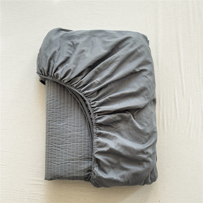 91家纺网 家纺一手货源 找家纺 法芙娜家纺 2025新款全棉40S水洗棉床笠 深灰