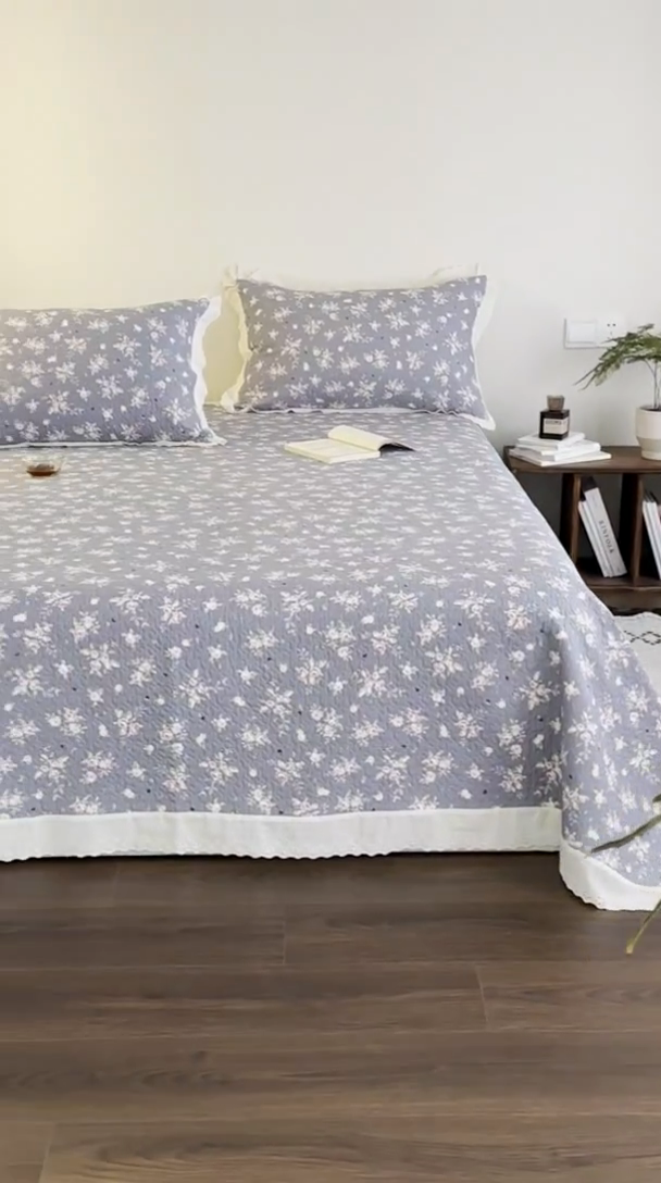 91家纺网 家纺一手货源 找家纺 漫仙阁家纺 2025新款热卖法式花边款加厚床盖床盖三件套 古巷