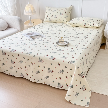 91家纺网 家纺一手货源 找家纺 KA家纺 2025夏季新款纯棉全棉老粗布凉席（起球包退） 可爱兔兔