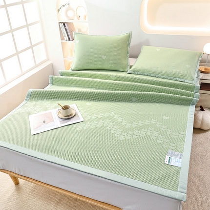 新月家纺（锦威郎） 2025新款凉爽亲肤冰豆豆条席 爱心绿