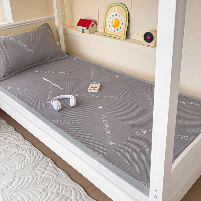 91家纺网 家纺一手货源 找家纺 富馨莱 2025新款A类480克PE凉感凉豆豆凉席三件套和单件学生款 绅士灰