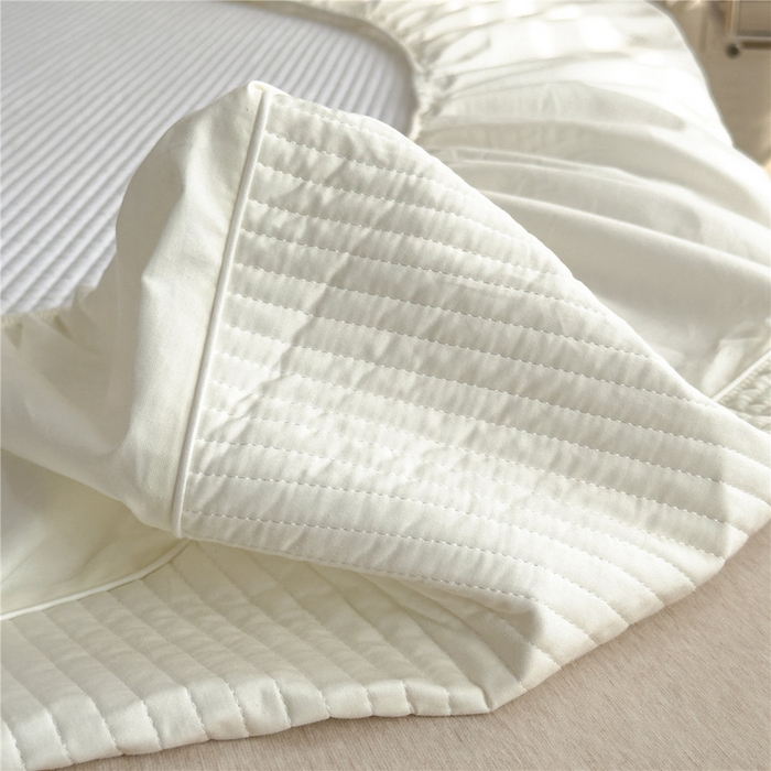 91家纺网 家纺一手货源 找家纺 法芙娜家纺 2025新款全棉40S水洗棉床笠 白色