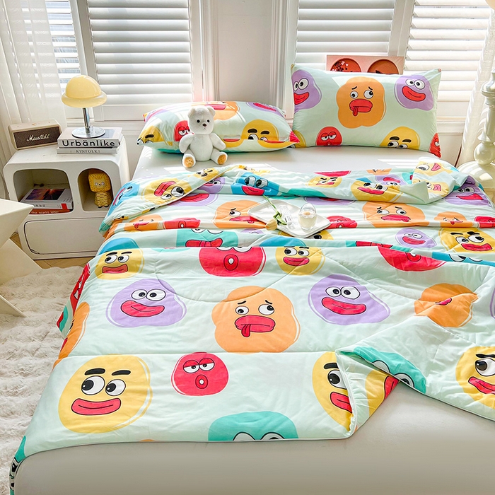 91家纺网 家纺一手货源 找家纺 好梦来家纺（原锦茂家纺） 2025新款印花凉感丝抗菌夏被 缤纷涂鸦