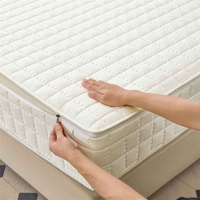 91家纺网 家纺一手货源 找家纺 欧邦 2025新款水洗原棉六面全包夹棉床笠 本白