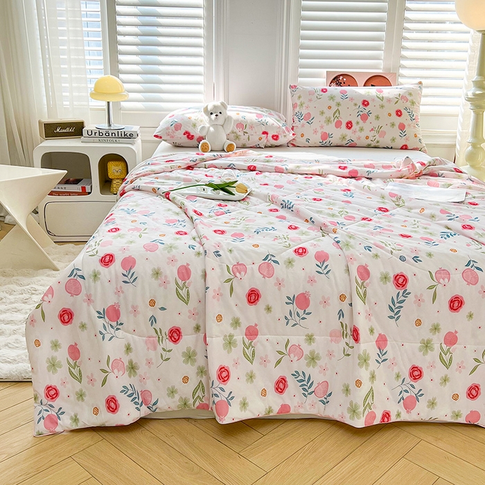 91家纺网 家纺一手货源 找家纺 好梦来家纺（原锦茂家纺） 2025新款印花凉感丝抗菌夏被 春意