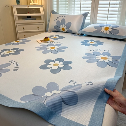 席佬大 2025新款高克重卡通数码印花冰藤席床席床笠款 花语-平铺款