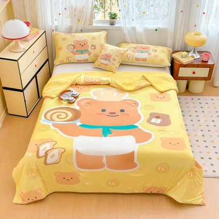 ds生活馆 2025新款A类大版卡通凉感丝夏被 黄油小熊