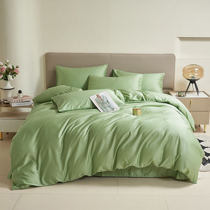 91家纺网 家纺一手货源 找家纺 暖芯家纺 2025新款60S黑标全棉四件套 翠微绿