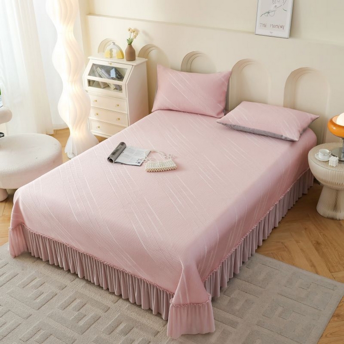 91家纺网 家纺一手货源 找家纺 （总）2025新款亲肤流星雨冰丝席床裙