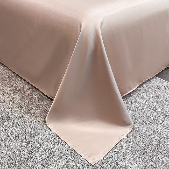 91家纺网 家纺一手货源 找家纺 富宁2025新款水洗真丝时光字母冰丝刺绣四件套 奶油白+咖