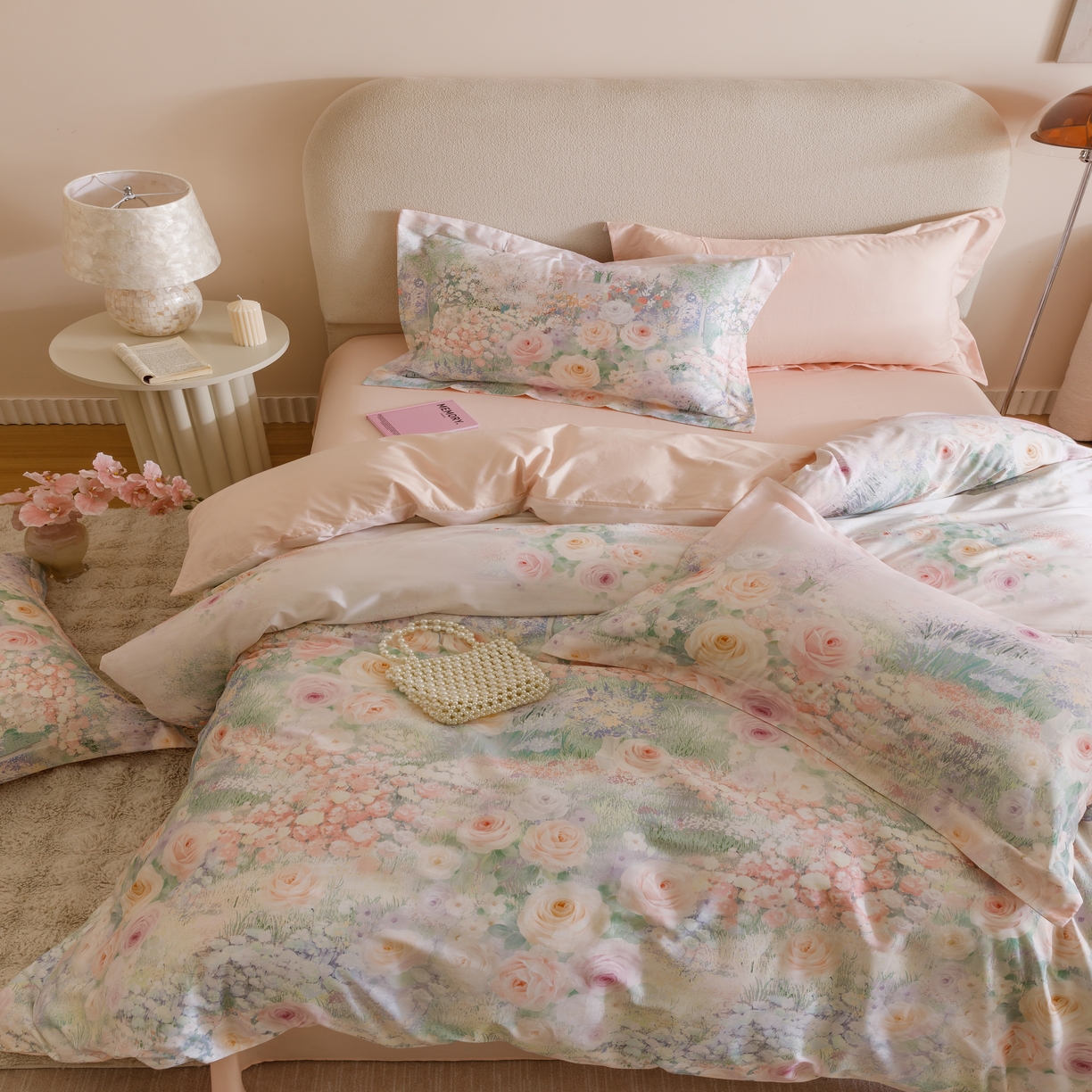 91家纺网 家纺一手货源 找家纺 2025新款【如梦令】红金裸盖棉四件套（标准号 全网控价） 芳香-柳绿