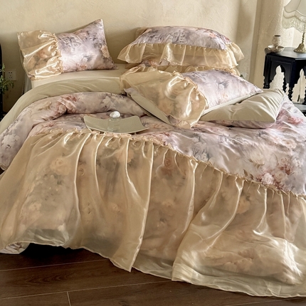 91家纺网 家纺一手货源 找家纺 （总）艾米家居 2025春夏新品A类法式花边天丝棉冰丝四件套