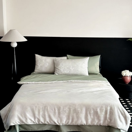 玉宇阁2025新款100S色织天丝棉大提花四件套粉黛之梦-简约 粉黛之梦 简约冰苔绿