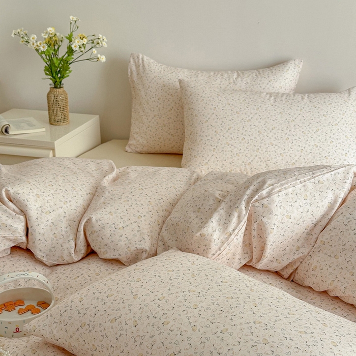 91家纺网 家纺一手货源 找家纺 塞纳 2026新款.全棉有氧双层纱四件套-场景一 柠语-桔