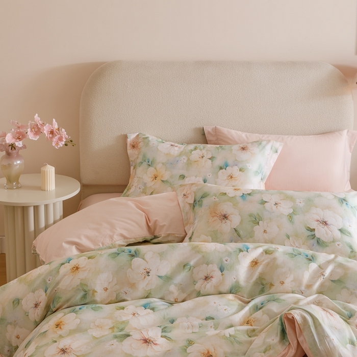 91家纺网 家纺一手货源 找家纺 2025新款全棉纯棉【如梦令】红金裸盖棉四件套【标准号全网控价（折后券后）不低于199元】 春意浓