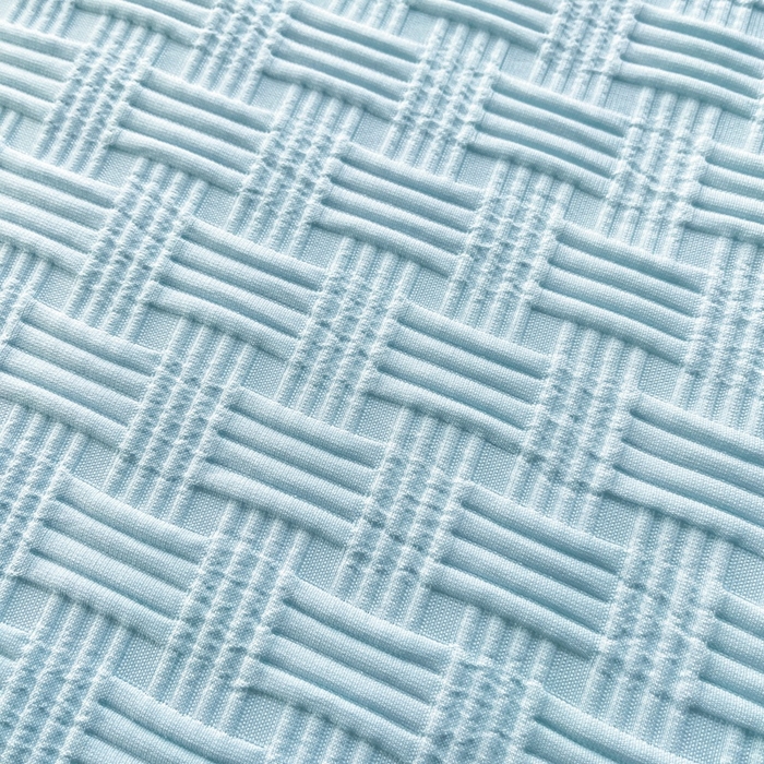 91家纺网 家纺一手货源 找家纺 欧邦 2025新款华夫格水洗棉夏被 天蓝