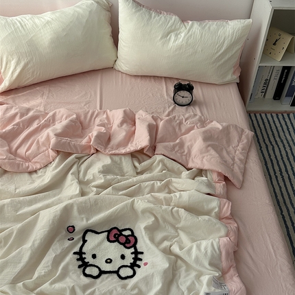 91家纺网 家纺一手货源 找家纺 （总）优色良品家纺 2025新款卡通毛巾绣夏被四件套
