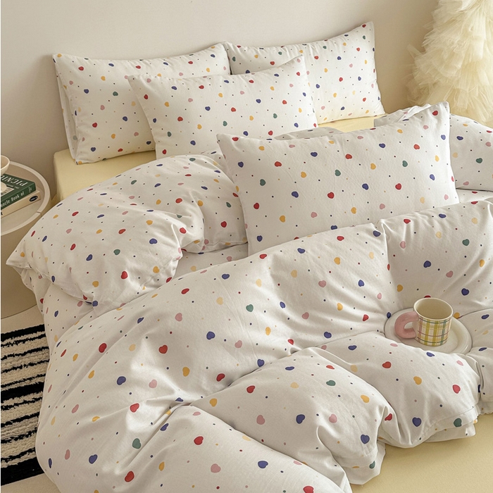 91家纺网 家纺一手货源 找家纺 塞纳 2026新款.全棉有氧双层纱四件套-场景一 心心相印